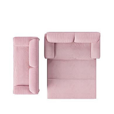 66" 3-in-1 Queen Convertible Sleeper Sofa, Velvet Loveseat with Side Storage & Pull-Out Bed