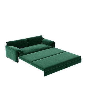 66" 3-in-1 Queen Convertible Sleeper Sofa, Velvet Loveseat with Side Storage & Pull-Out Bed