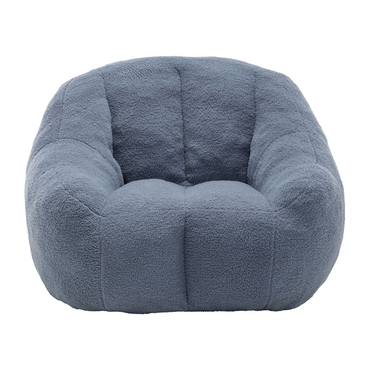 Blue tufted memory foam bean bag chair with deep cushioned seat