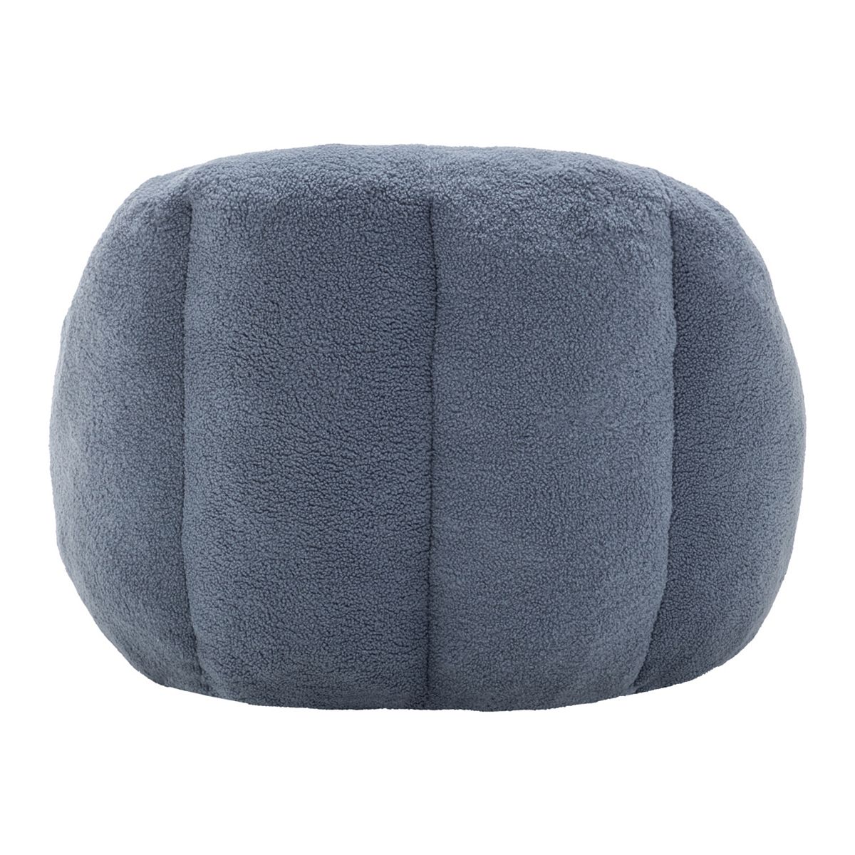 Blue tufted memory foam bean bag chair from the front back side