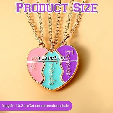 3 Piece Split Heart Best Friend Necklace Set