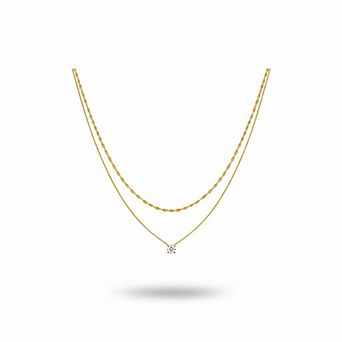 14K Gold Layered Diamond & CZ Pendant Choker