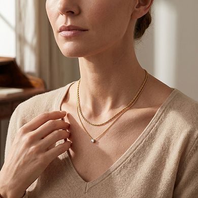 14K Gold Layered Diamond & CZ Pendant Choker