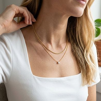 14K Gold Layered Diamond & CZ Pendant Choker