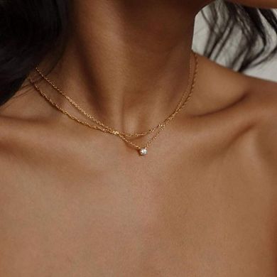 14K Gold Layered Diamond & CZ Pendant Choker