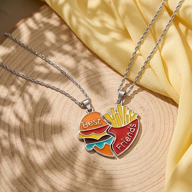 Burger & Fries Best Friend Split Necklace Set