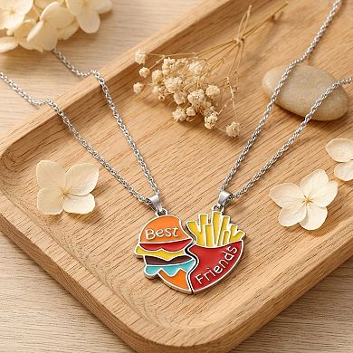 Burger & Fries Best Friend Split Necklace Set