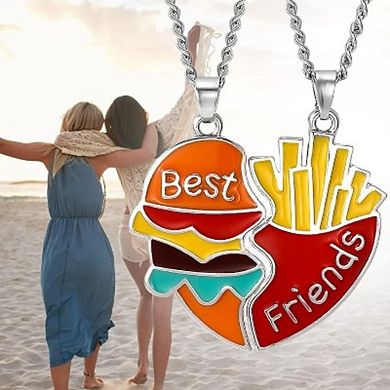 Burger & Fries Best Friend Split Necklace Set