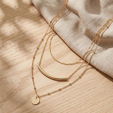 Layered Circle Tube Pendant Multi-Layer Choker Set