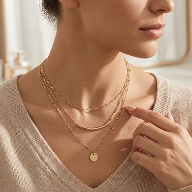Layered Circle Tube Pendant Multi-Layer Choker Set