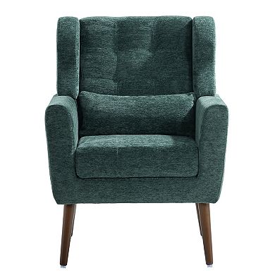 Mid Century Modern Chenille Accent Chair, Upholstered Comfy Armchair for Living Room
