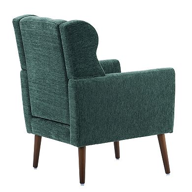 Mid Century Modern Chenille Accent Chair, Upholstered Comfy Armchair for Living Room