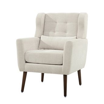 Mid Century Modern Chenille Accent Chair, Upholstered Comfy Armchair for Living Room