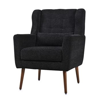 Mid Century Modern Chenille Accent Chair, Upholstered Comfy Armchair for Living Room