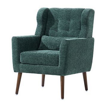 Mid Century Modern Chenille Accent Chair, Upholstered Comfy Armchair for Living Room