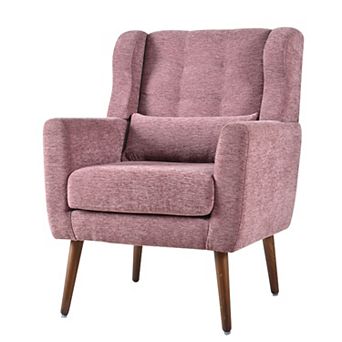 Mid Century Modern Chenille Accent Chair, Upholstered Comfy Armchair for Living Room