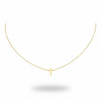 14K Gold Minimalist Cross Pendant Chain Necklace