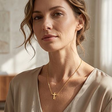 14K Gold Minimalist Cross Pendant Chain Necklace
