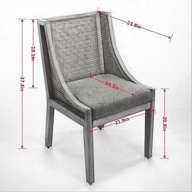 Aoolive 1-Piece Rustic Dining Chair, Solid Wood Linen Upholstered Accent Chair with Sloped Arms