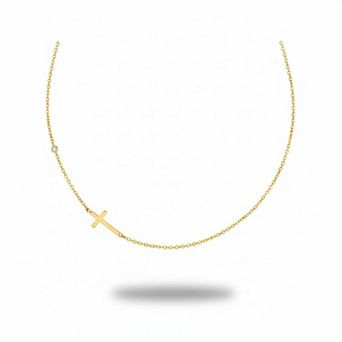 14K Gold Minimalist Dainty Cross Chain Necklace