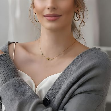 14K Gold Minimalist Dainty Cross Chain Necklace