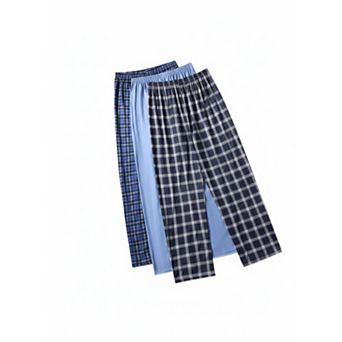 3 pc Men's Casual Plaid Pajama Pants Set