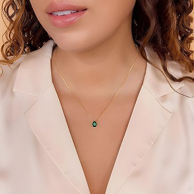 18K Gold Emerald Birthstone Teardrop Pendant Necklace