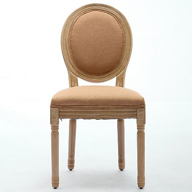 Aoolive 2-Piece French Style Upholstered Dining Chairs, Armless Chairs with Linen Backrest & Seat