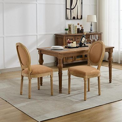 Aoolive 2-Piece French Style Upholstered Dining Chairs, Armless Chairs with Linen Backrest & Seat