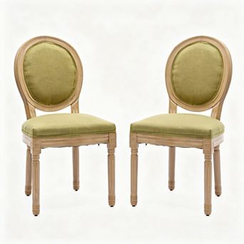Aoolive 2 pc French Style Upholstered Dining Chairs, Armless Chairs with Linen Backrest & Seat