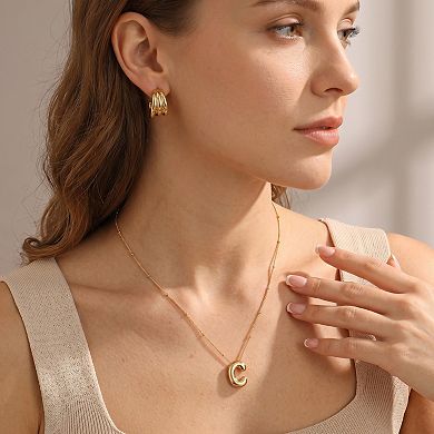 14K Gold Bubble Letter Chunky Initial Pendant