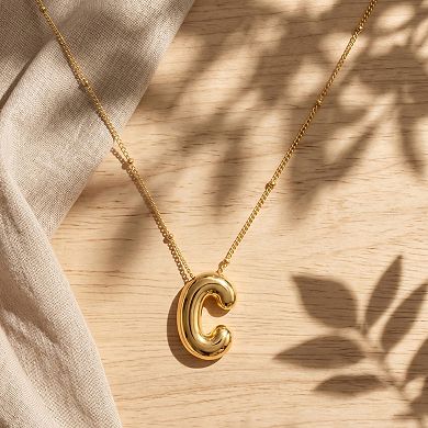 14K Gold Bubble Letter Chunky Initial Pendant