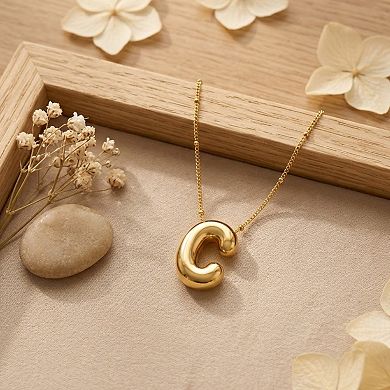 14K Gold Bubble Letter Chunky Initial Pendant