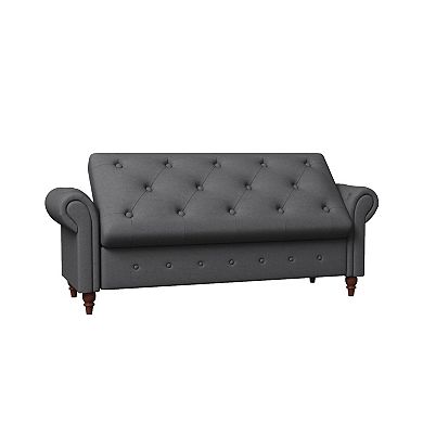 63" Tufted Upholstered Storage Bench with Rolled Arms, Bed Bench for Bedroom