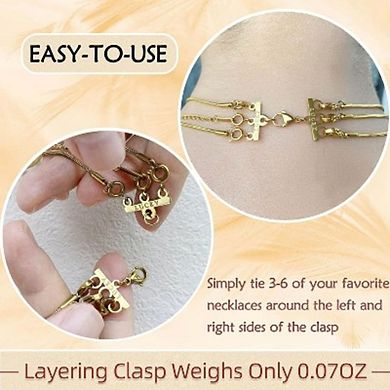 Gold Multi-Necklace Connector Clasp for Layering
