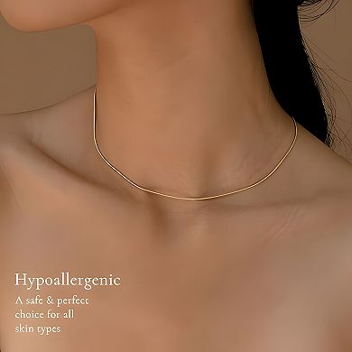 18K Gold Thin Box Minimalist Short Choker Necklace