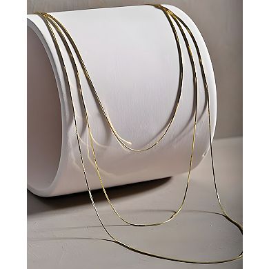 18K Gold Thin Box Minimalist Short Choker Necklace