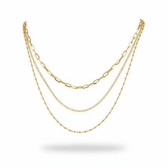 18K Gold Plated Waterproof Layered Chain Set