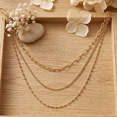 18K Gold Plated Waterproof Layered Chain Set
