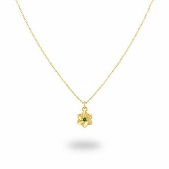 Emerald Birthstone Flower Pendant Birthday Necklace