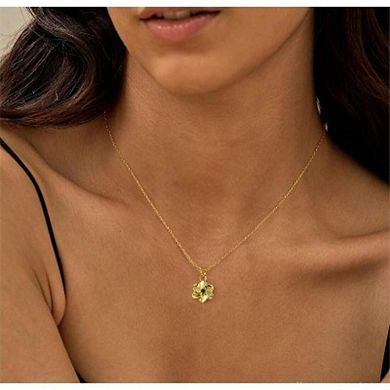 Emerald Birthstone Flower Pendant Birthday Necklace