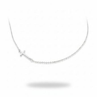 14K Silver Plated Minimalist Cross Pendant Necklace