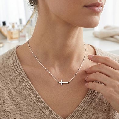 14K Silver Plated Minimalist Cross Pendant Necklace