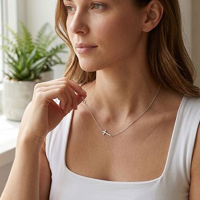 14K Silver Plated Minimalist Cross Pendant Necklace