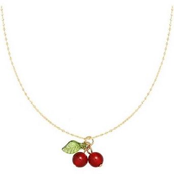 Faux Pearl Cherry Charm Kawaii Chain Necklace