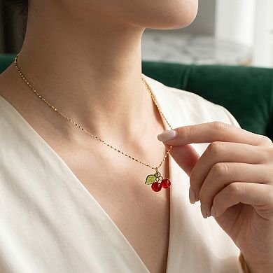 Faux Pearl Cherry Charm Kawaii Chain Necklace