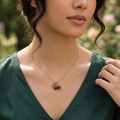 Faux Pearl Cherry Charm Kawaii Chain Necklace