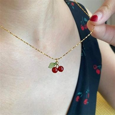Faux Pearl Cherry Charm Kawaii Chain Necklace