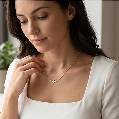 14K Gold Small Faith Charm Cross Choker Necklace