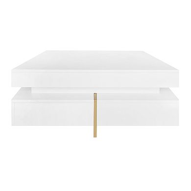 31.5" Modern High Gloss Square Coffee Table with 4 Drawers